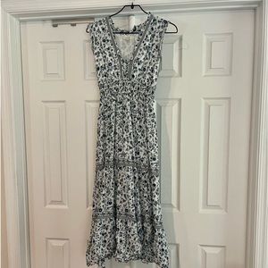 Blue floral midi-dress